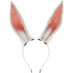 Women Cosplay Bunny Ears Headband Furry Faux Fleece Costume Accessory